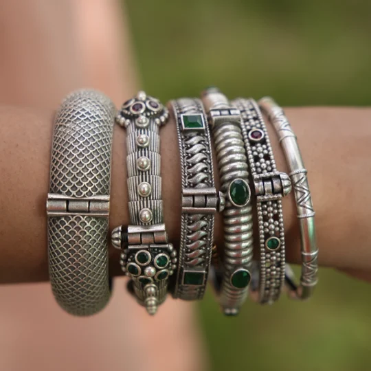 Antique Silver-tone Statement Bangles