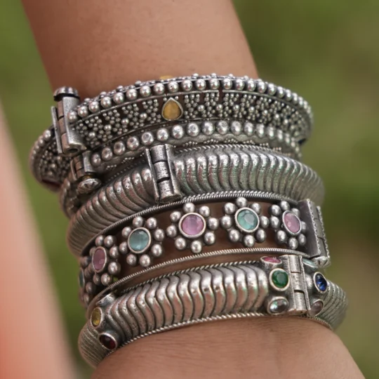 Antique Silver-tone Statement Bangles