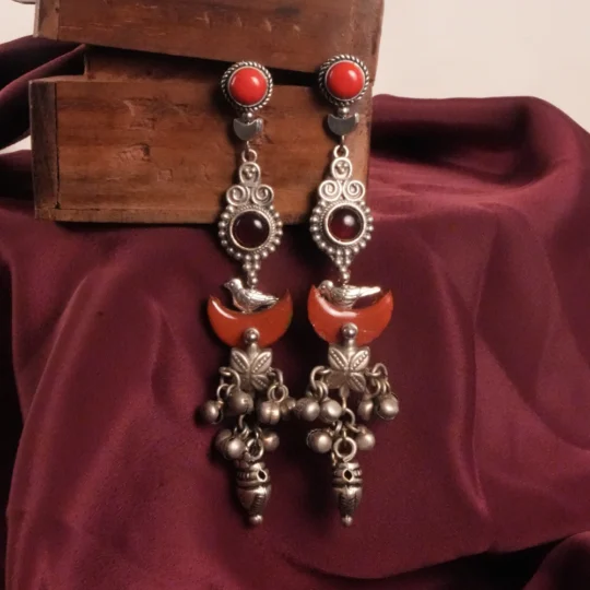 Surkhi Folk Bird Earrings