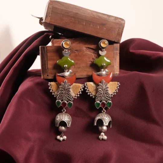 Vanya Folk Bird Statement Earrings