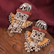Gajra Elephant Folk Earrings
