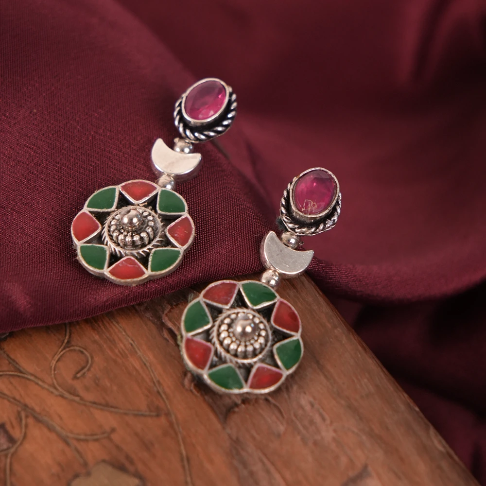 Rangoli Enamel Statement Earrings
