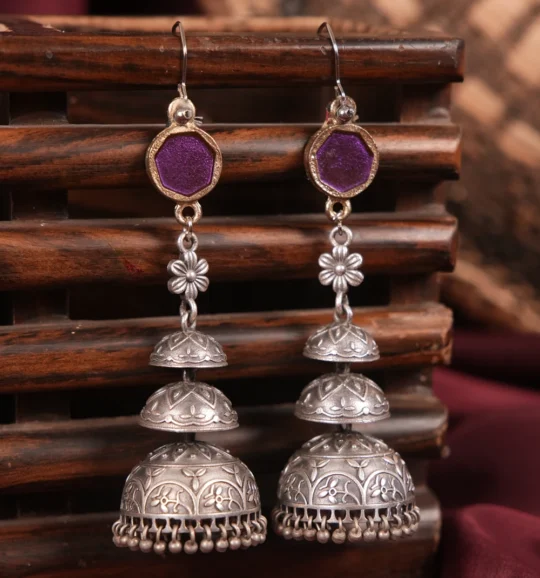 Sage Green Ivory Fusion Jhumka Earrings